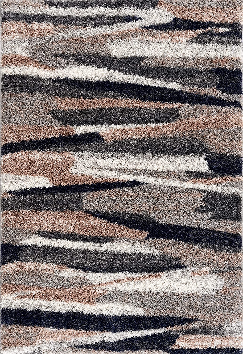 5" X 8" Gray And Black Strokes Area Rug