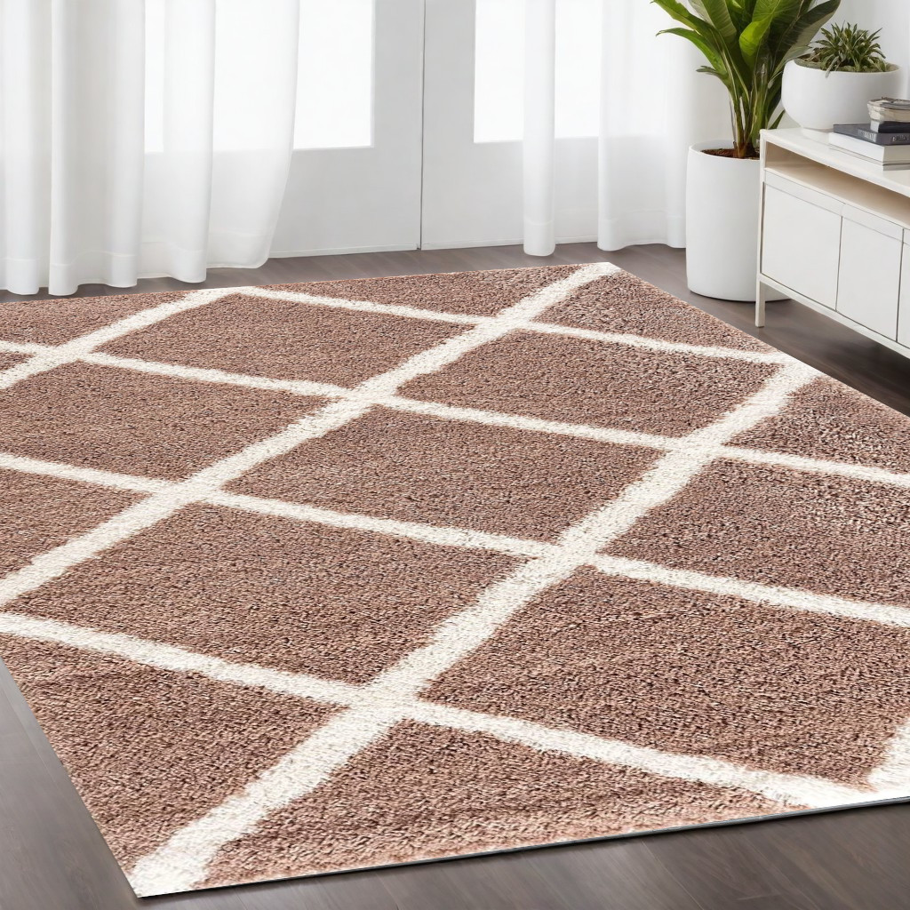 5' X 8' Beige Geometric Area Rug-392358-1