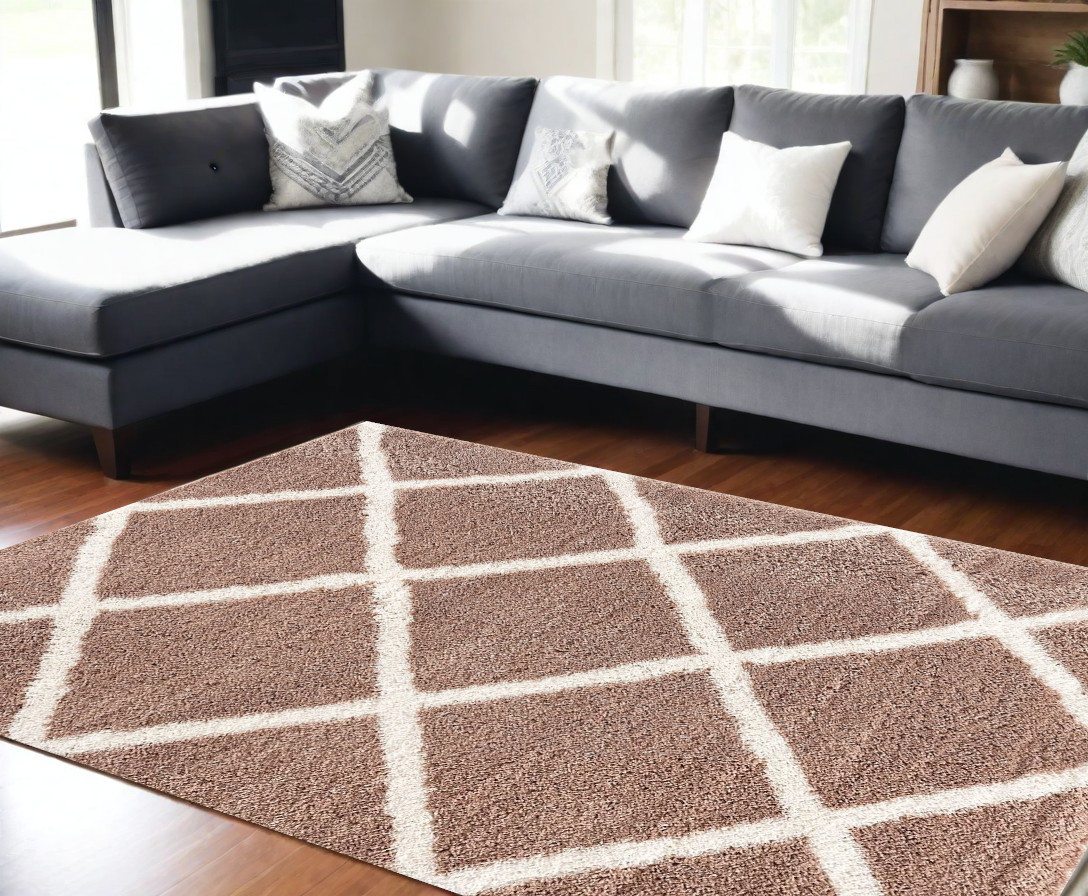 7' X 9' Beige Geometric Area Rug-392359-1