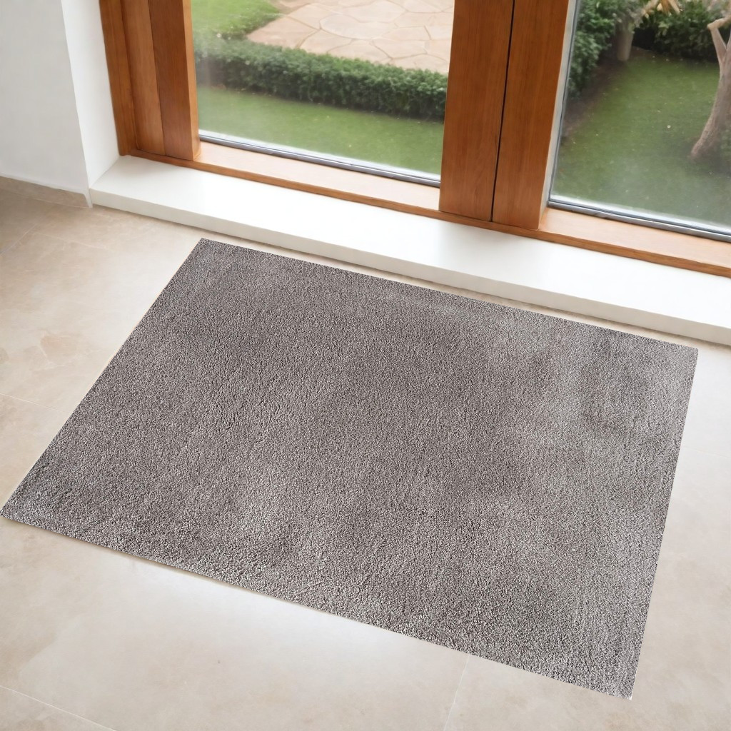 3" X 5" Ivory Modern Solid Shag Area Rug