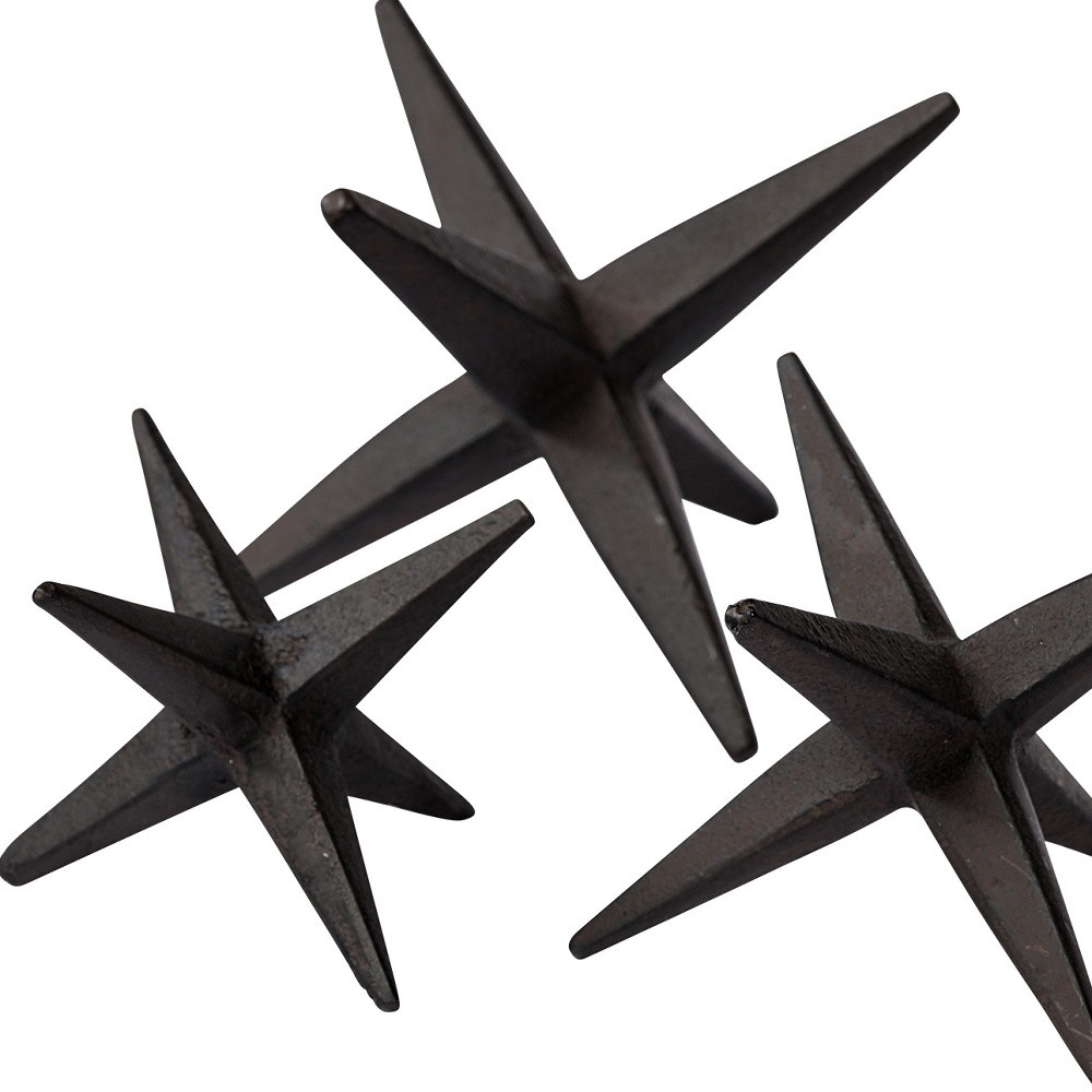 Set of Three Black Metal Star Decor Pieces