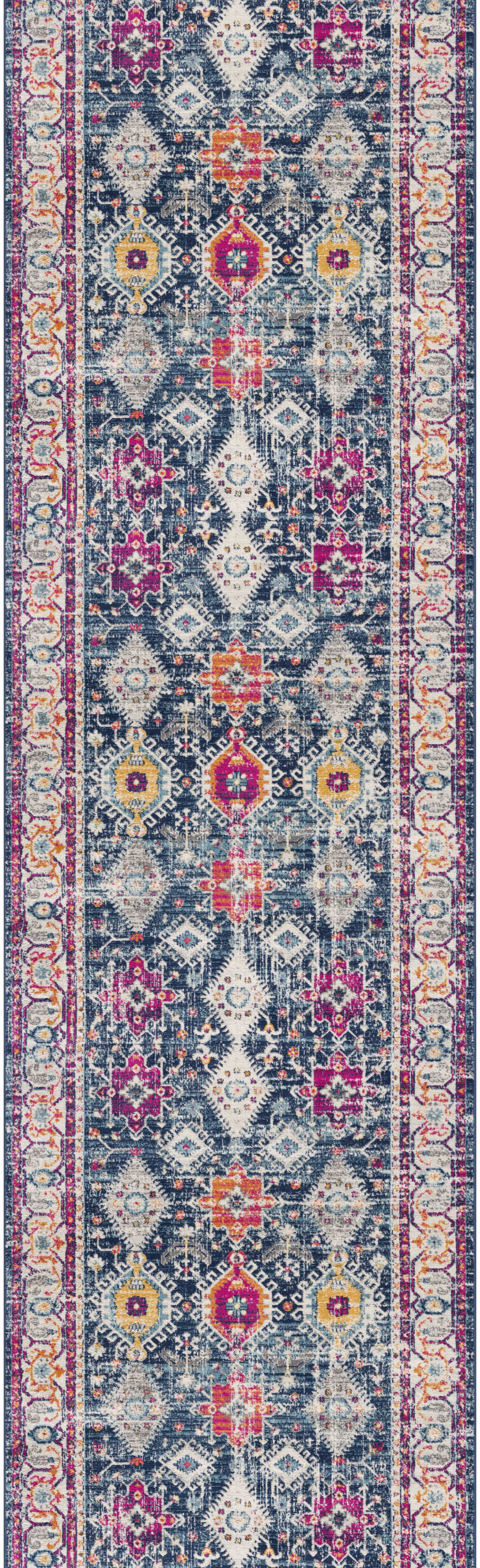 2" X 6" Navy Oriental Area Rug