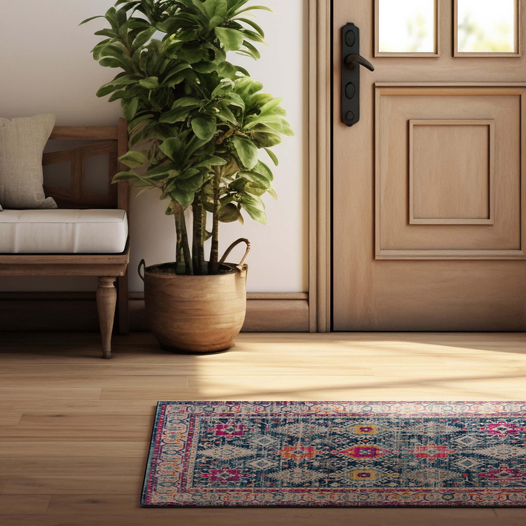 2" X 6" Navy Oriental Area Rug