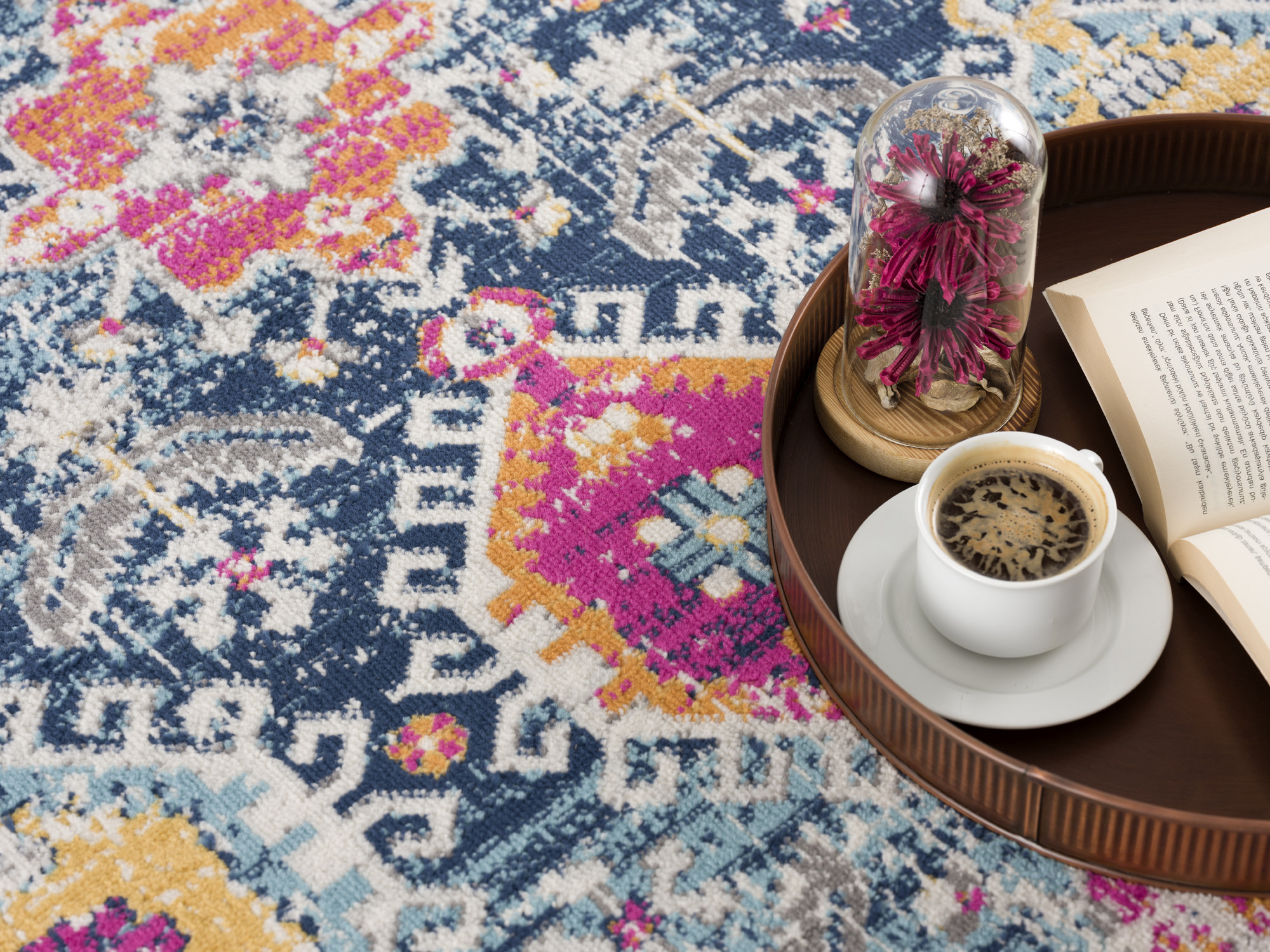 8" X 10" Blue and Ivory Oriental Area Rug