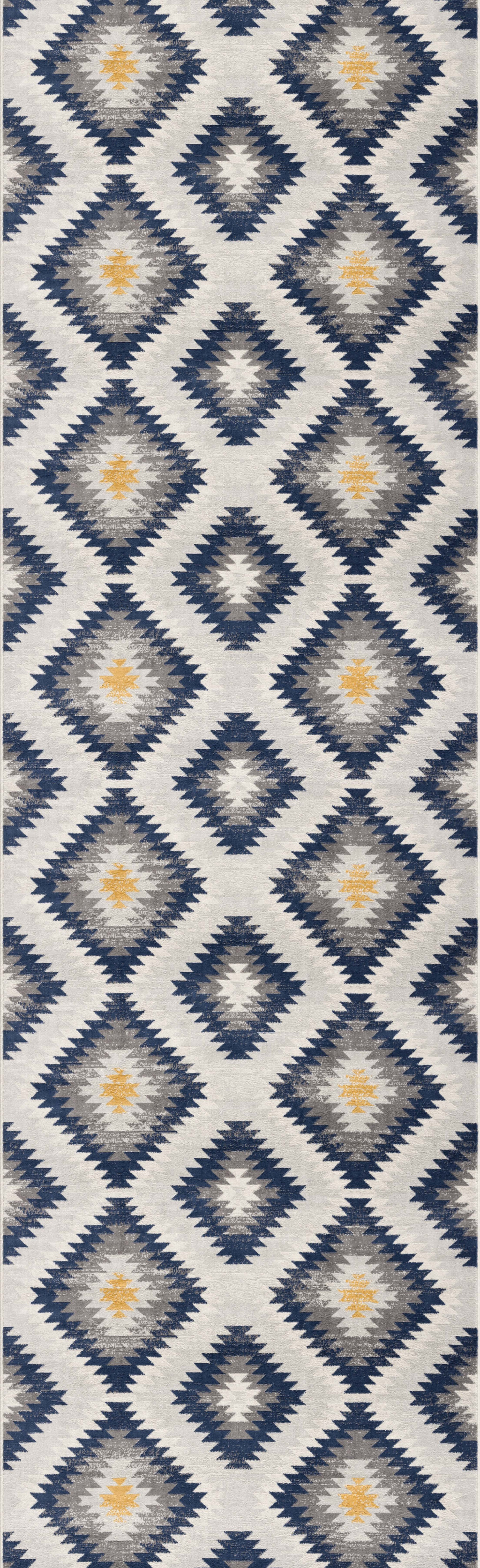10" Blue Ikat Kilim Runner Rug