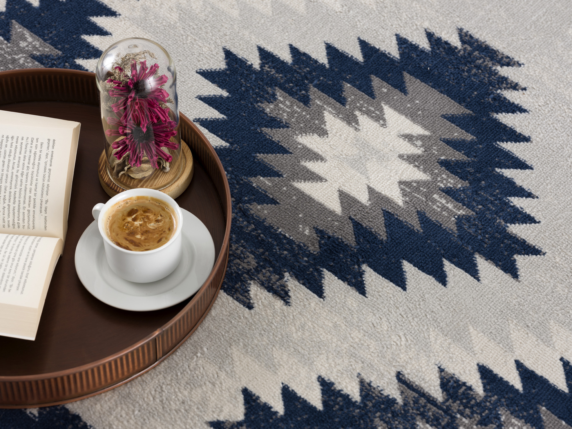 10" Blue Ikat Kilim Runner Rug