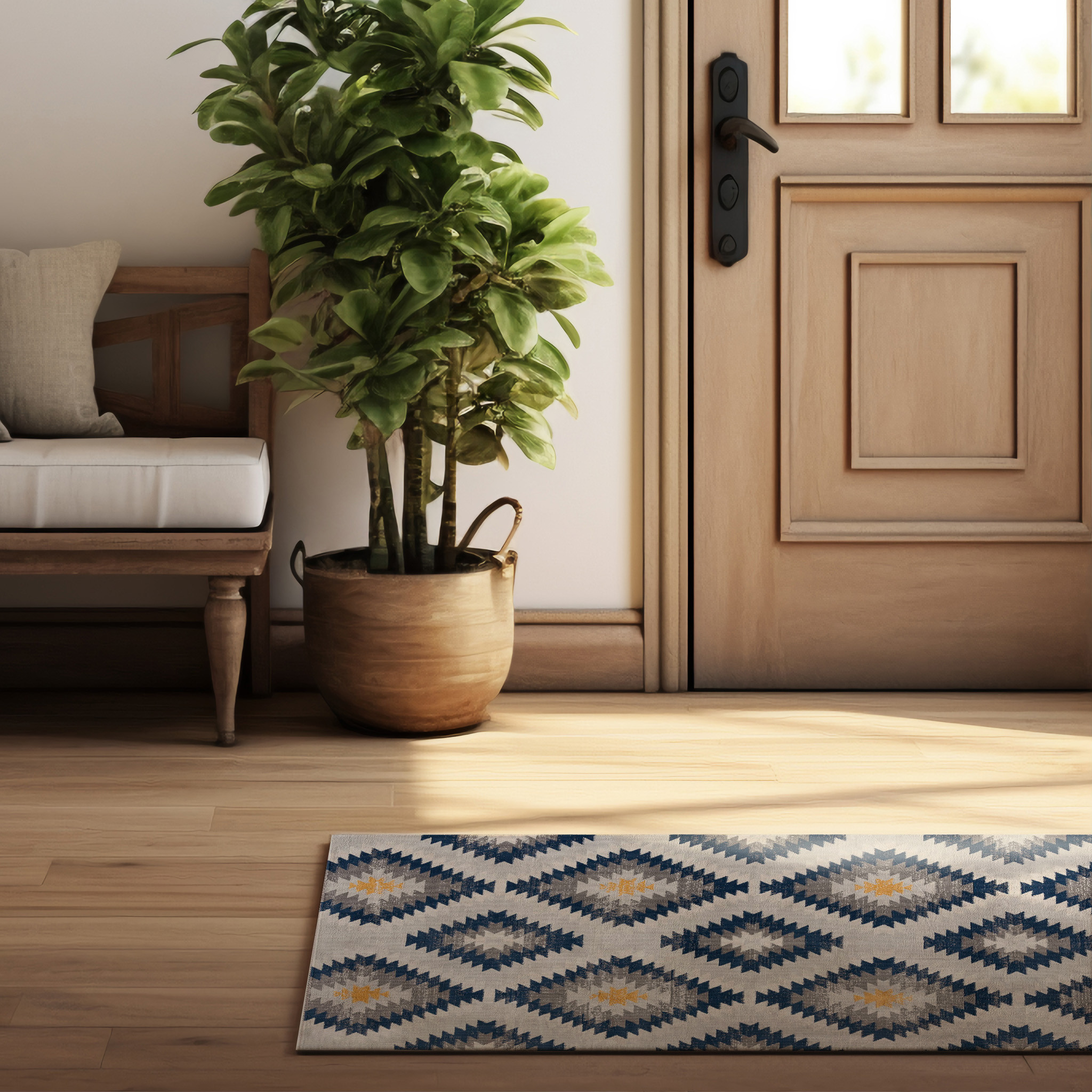 10" Blue Ikat Kilim Runner Rug