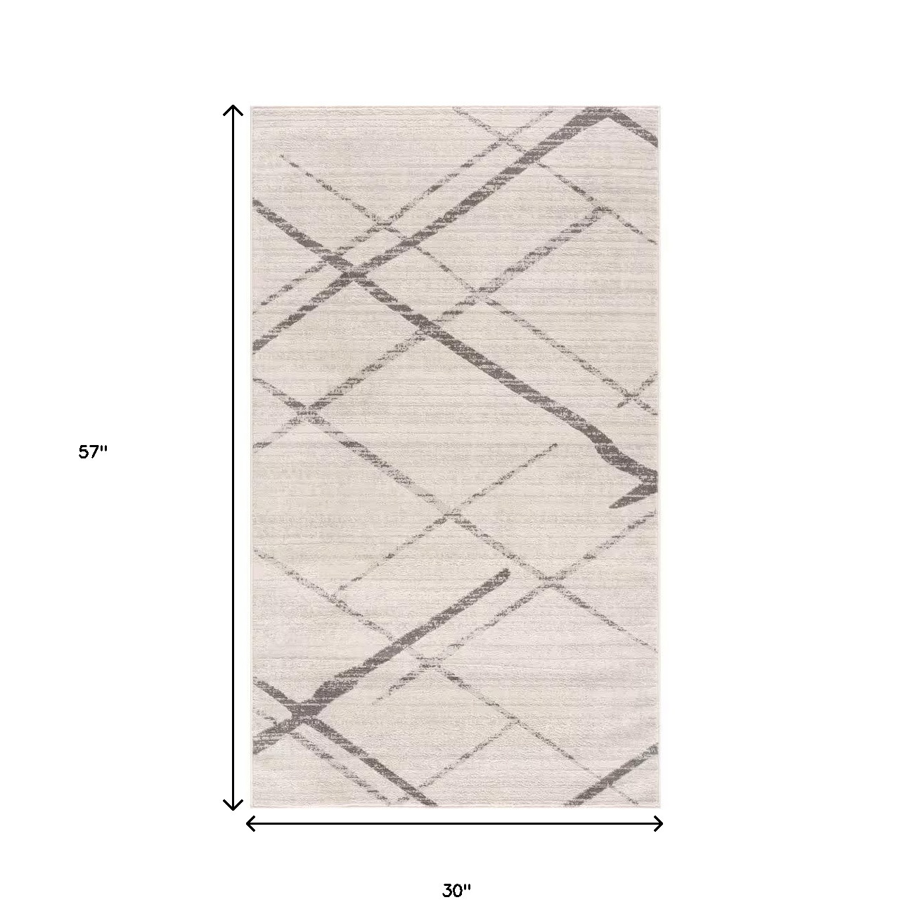 3" X 5" Gray and Ivory Geometric Area Rug