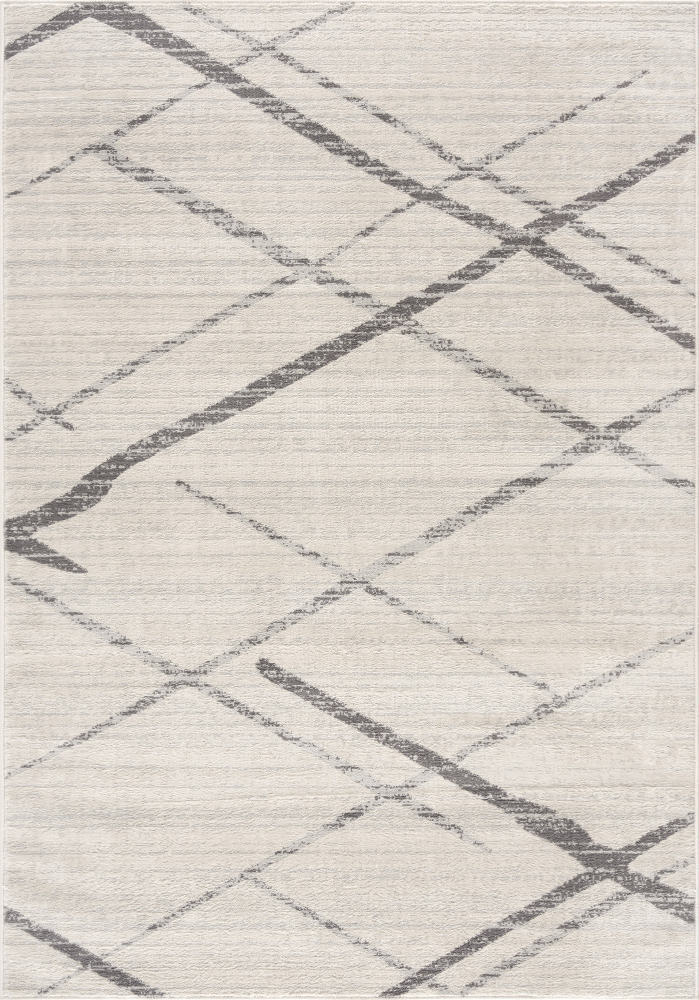 6" X 9" Gray and Ivory Geometric Area Rug
