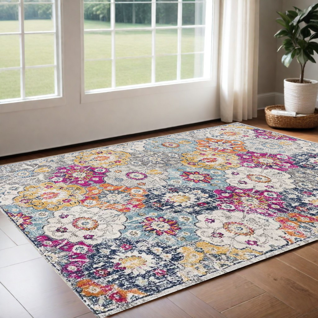 2' X 4' Rust Floral Dhurrie Area Rug-392929-1