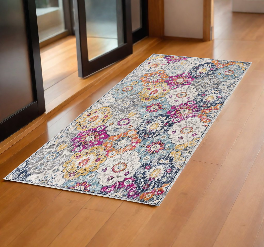 2' X 6' Rust Floral Dhurrie Area Rug-392931-1