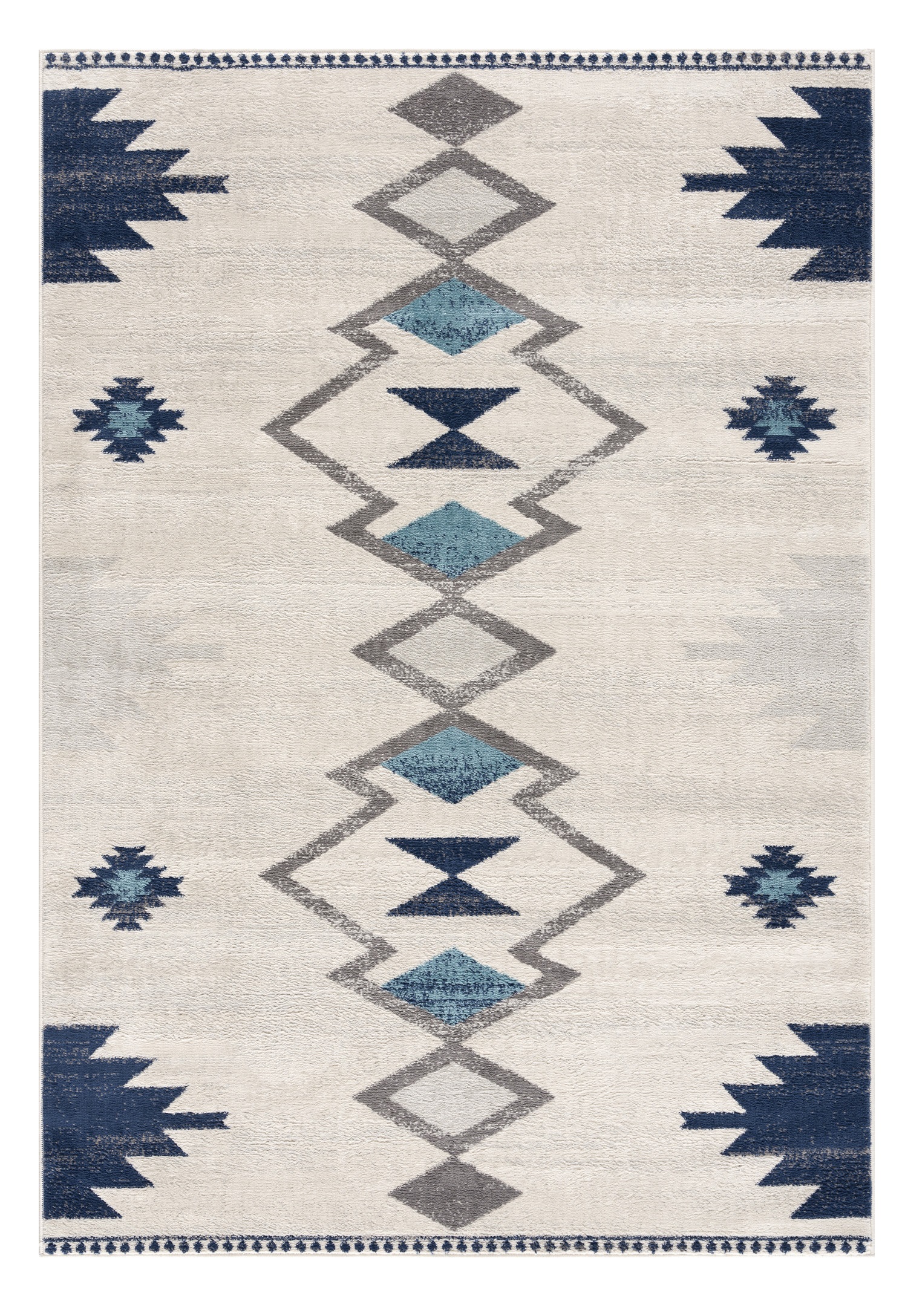 8" X 10" Blue and Ivory Southwestern Area Rug