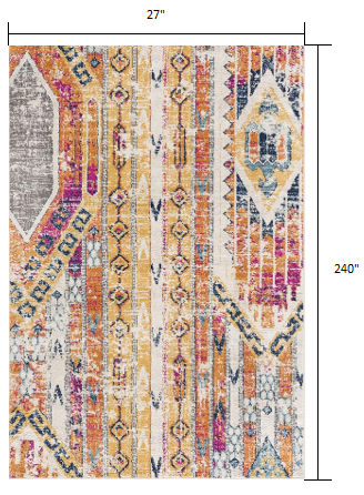 20" Runner Gold and Ivory Southwestern Runner Rug