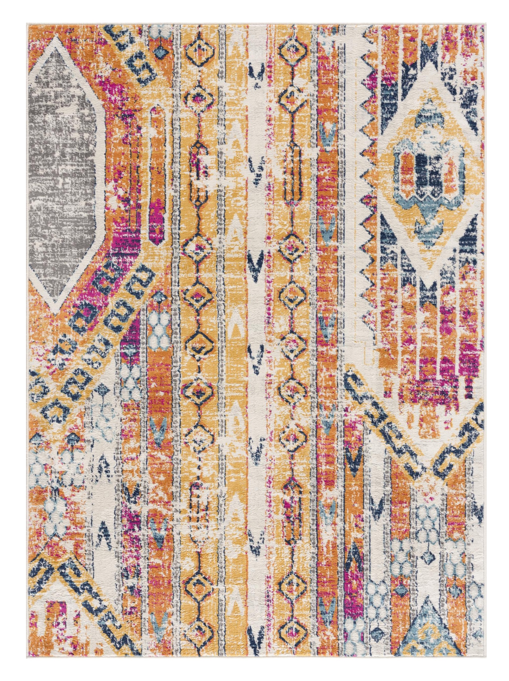 2" X 6" Gold And Ivory Southwestern Area Rug