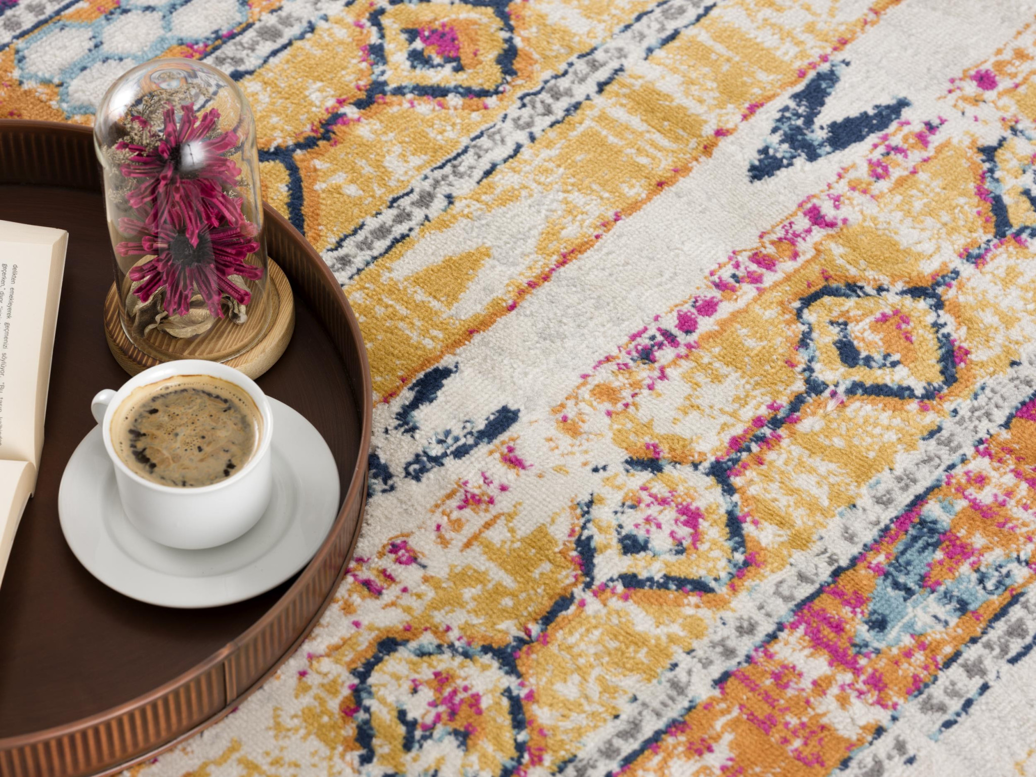 6" X 9" Gold and Ivory Southwestern Area Rug