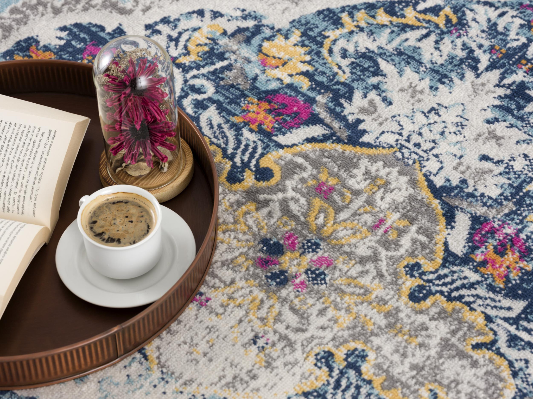 10" Runner Blue and Ivory Medallion Runner Rug