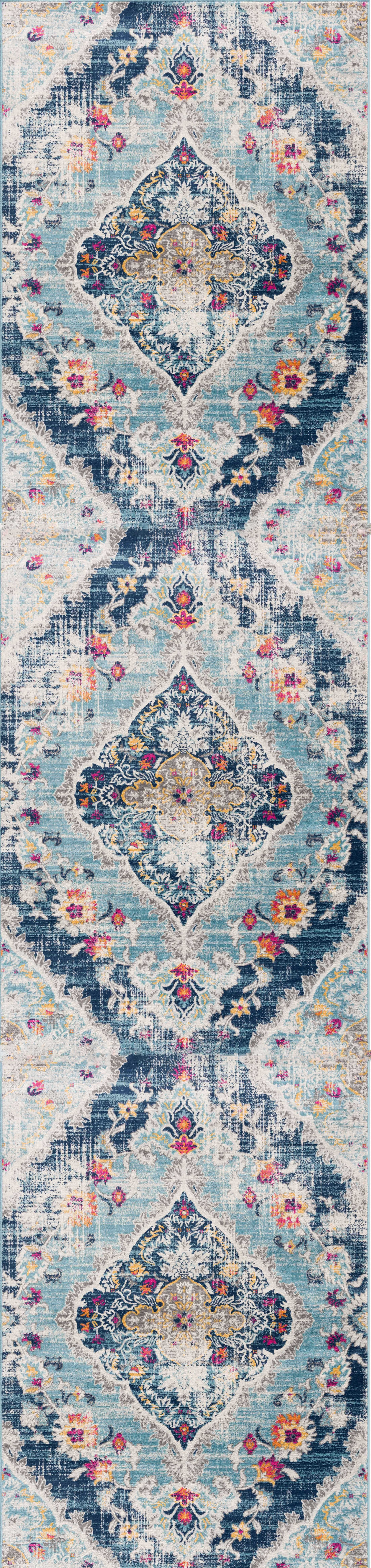 2" X 6" Blue Oriental Area Rug