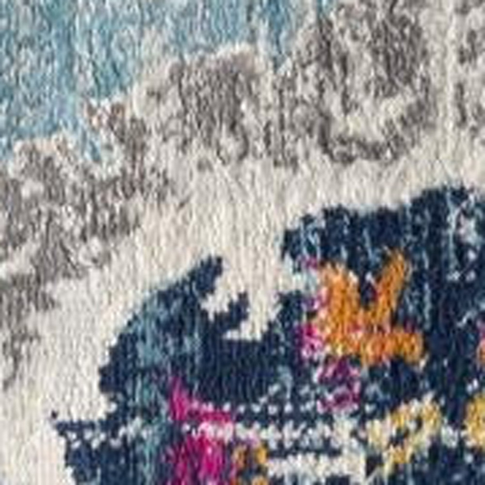 3" X 5" Blue and Ivory Medallion Area Rug