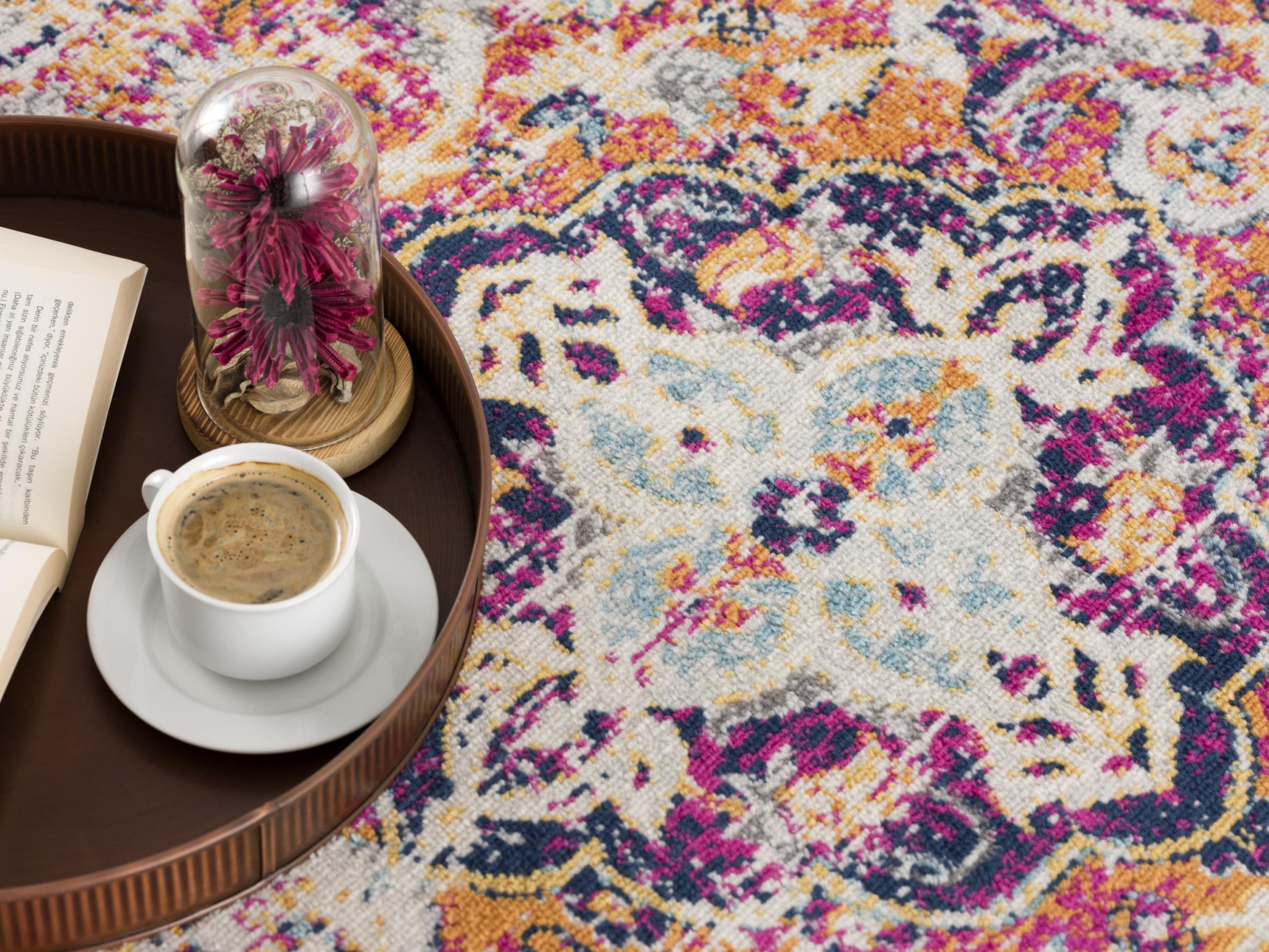 13" Runner Blue and Beige Medallion Runner Rug