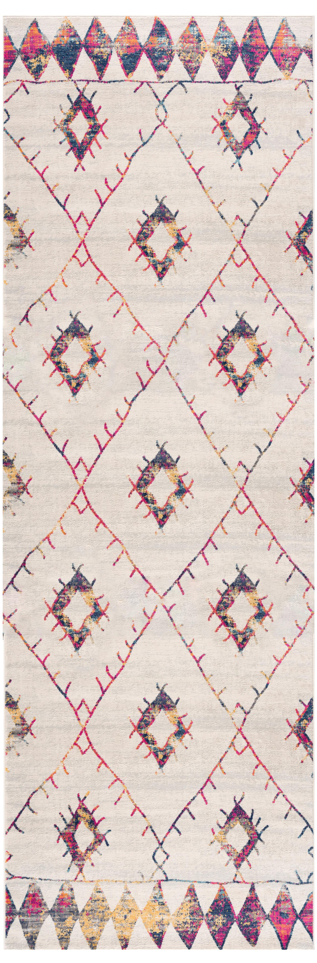 10" Ivory and Gold Geometric Runner Rug
