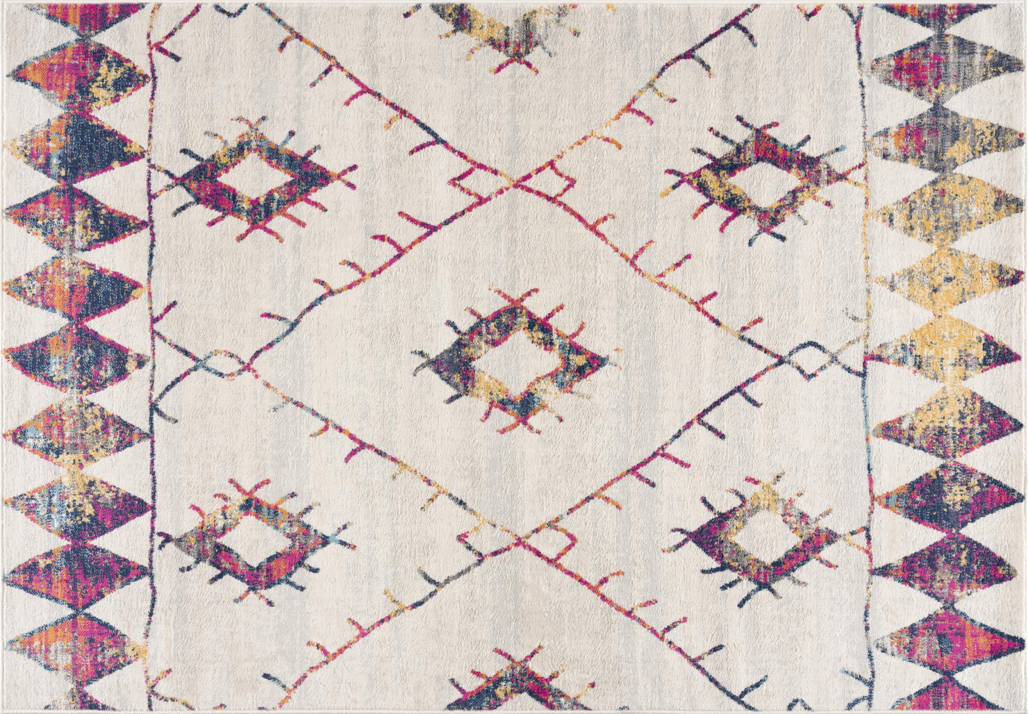 4" X 6" Cream Damask Area Rug