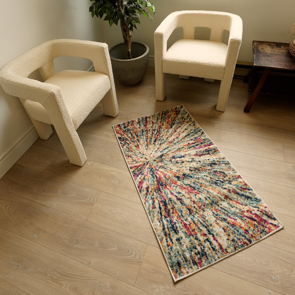 2" X 4" Cream Abstract Area Rug