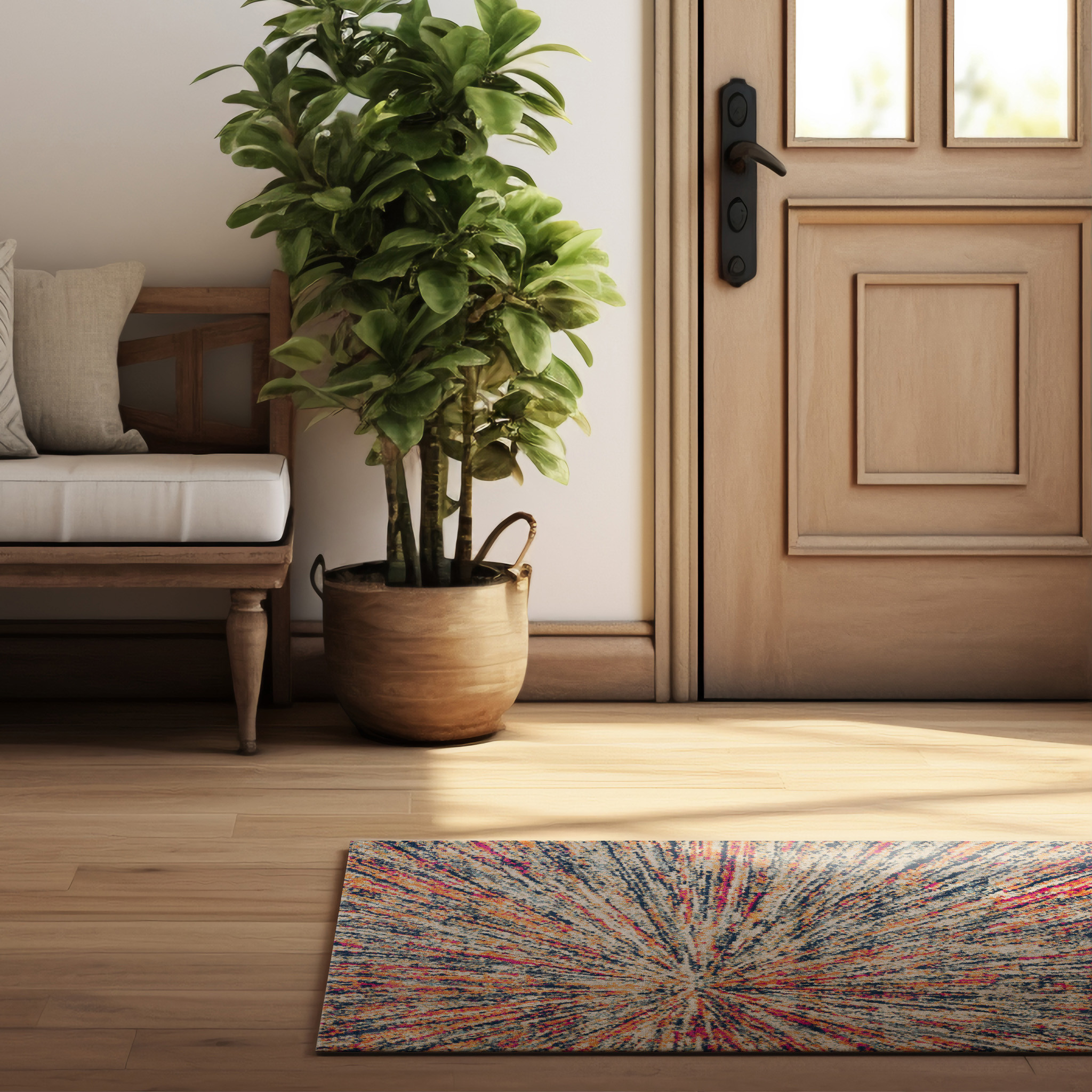 3" X 5" Cream Abstract Area Rug