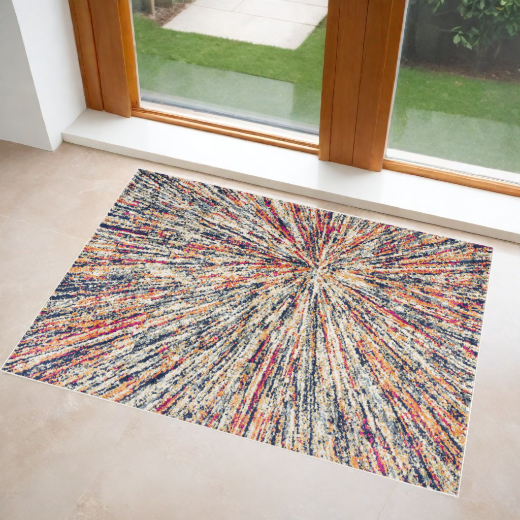 3" X 5" Cream Abstract Area Rug