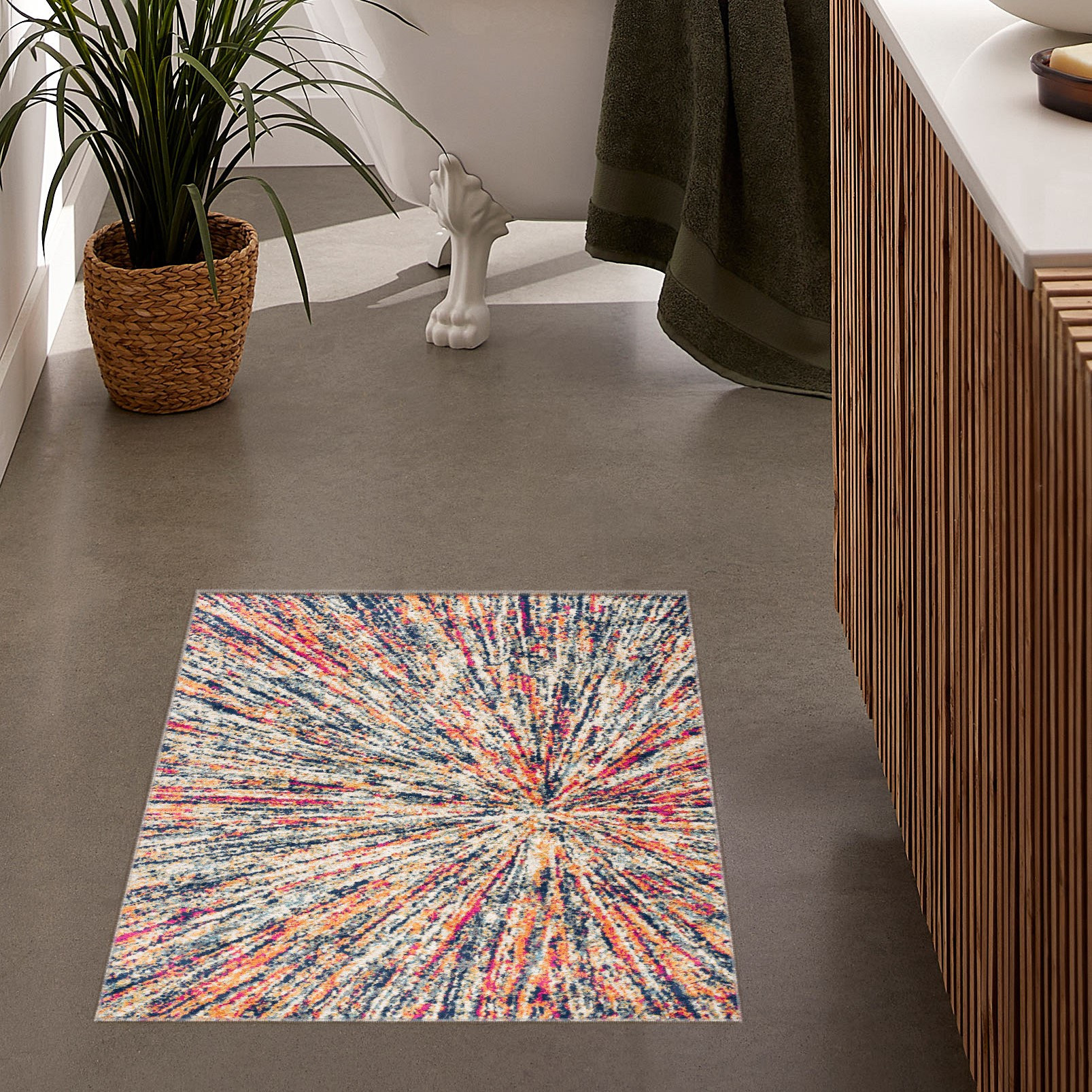 3" X 5" Cream Abstract Area Rug