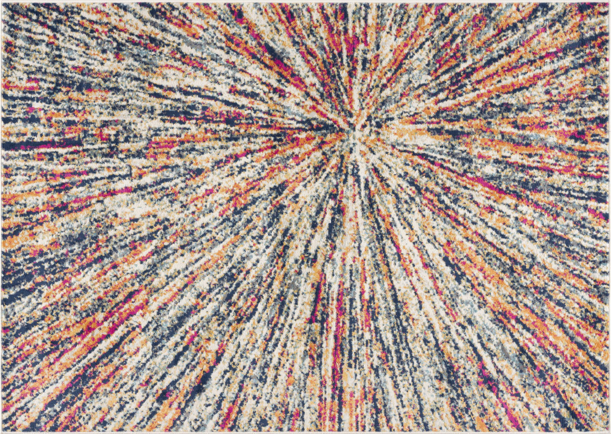 8" X 11" Cream Celestial Burst Abstract Area Rug