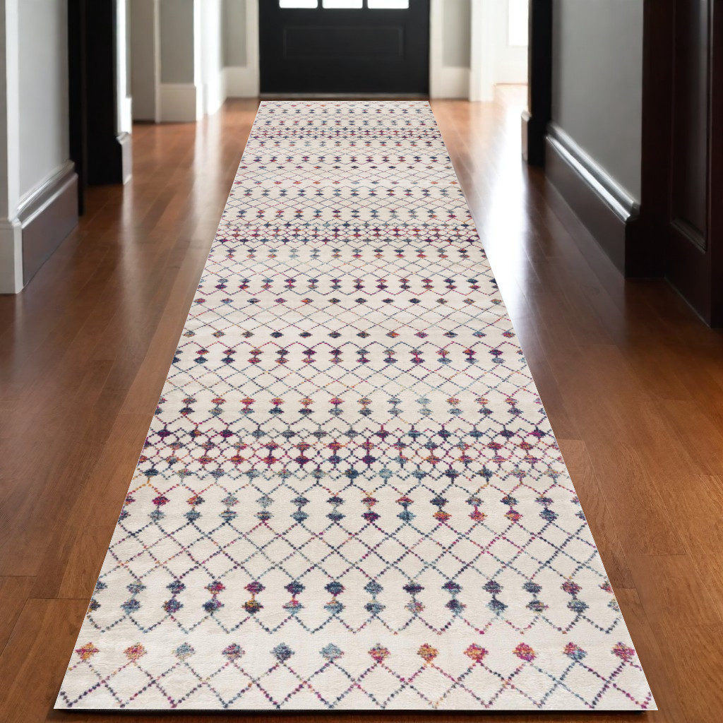 15" Cream Ikat Area Rug