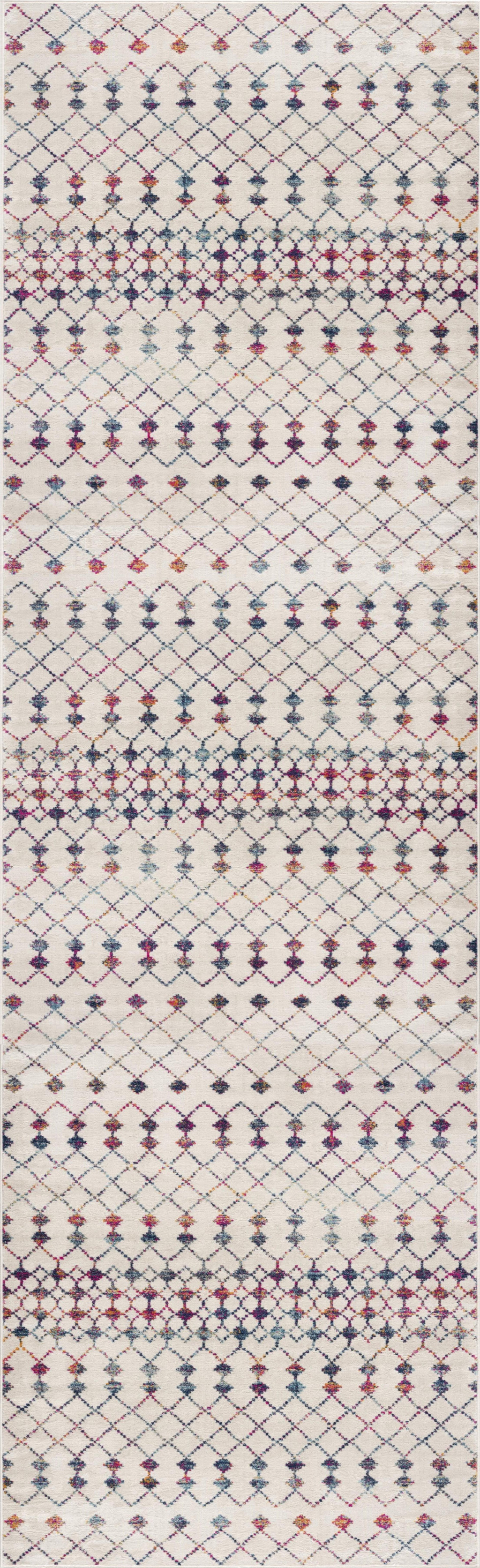 2" X 4" Blue and Ivory Ikat Area Rug