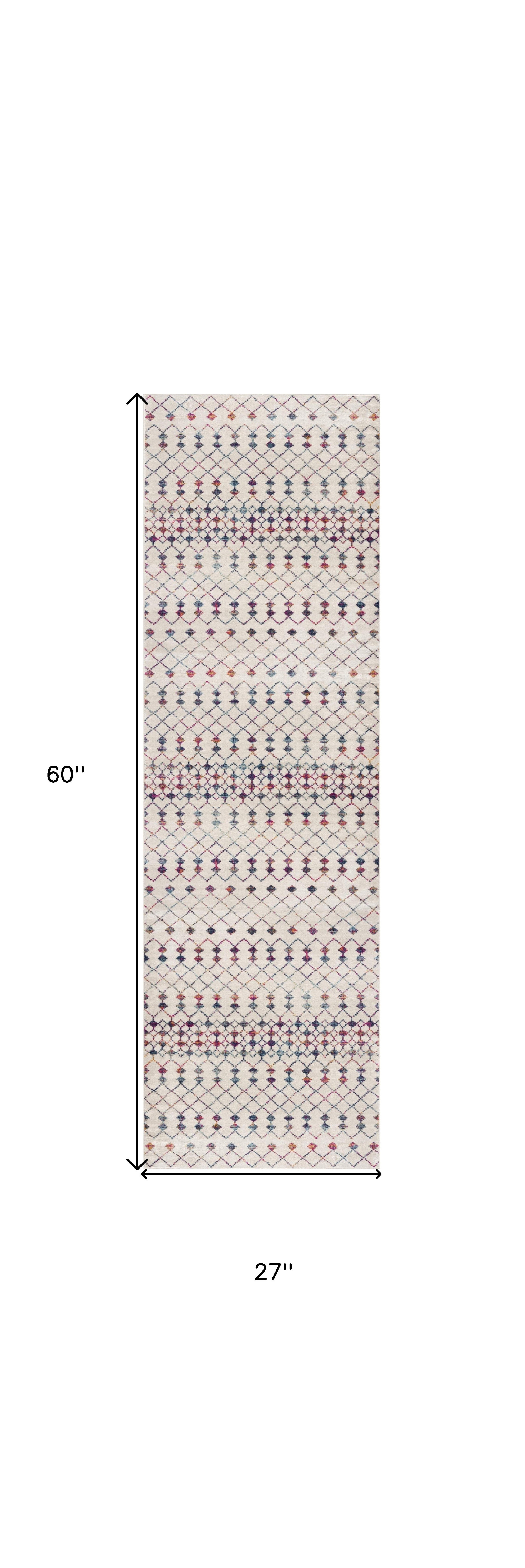 2" X 5" Cream Ikat Area Rug