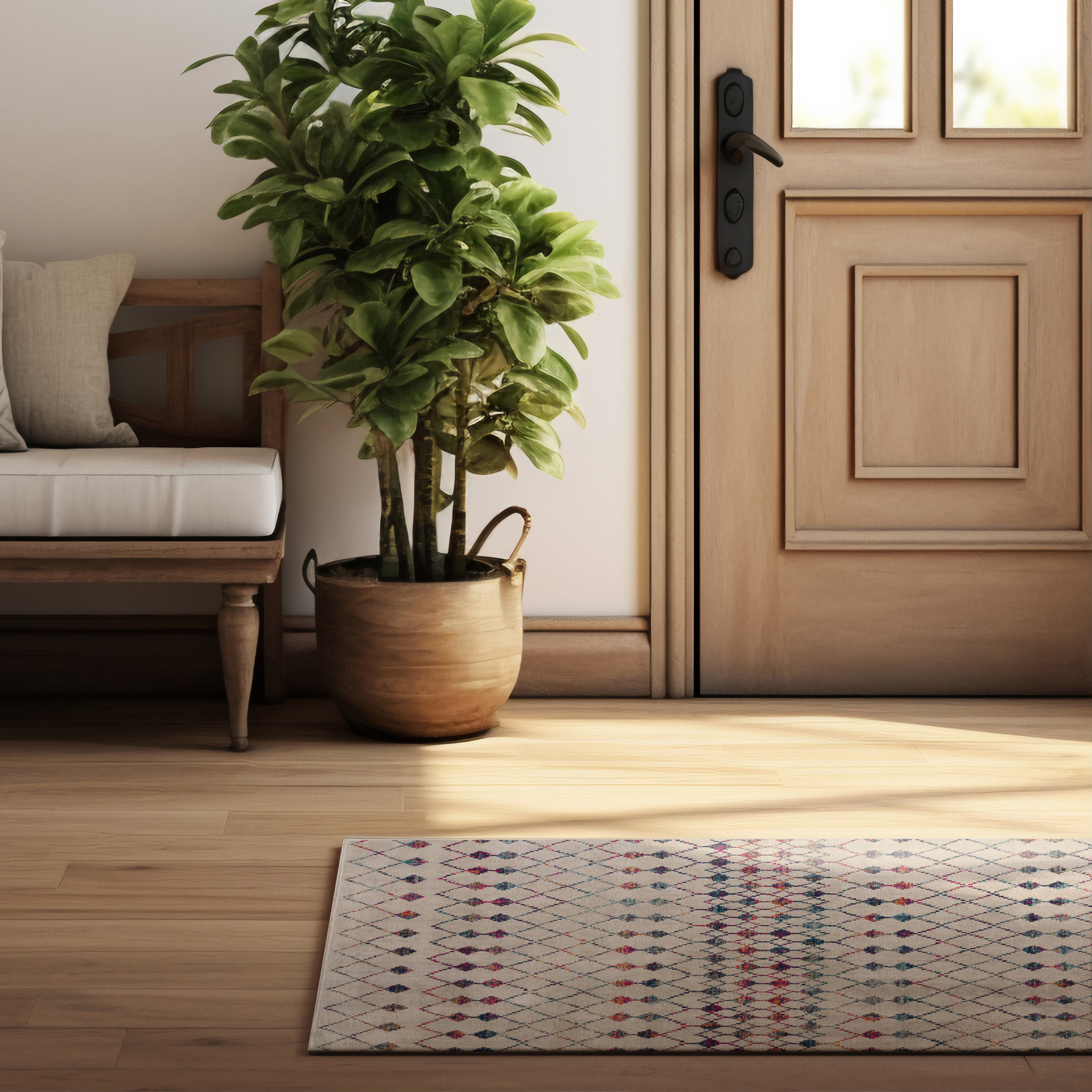 3" X 5" Cream Ikat Area Rug