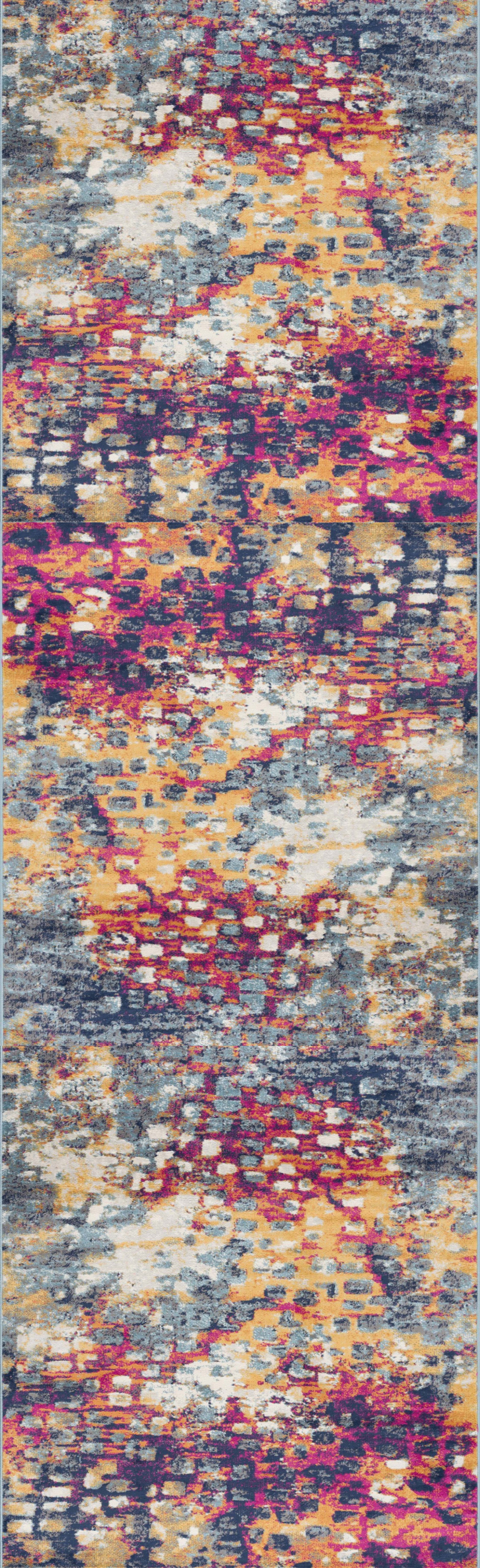 2" X 5" Blue and Ivory Abstract Area Rug