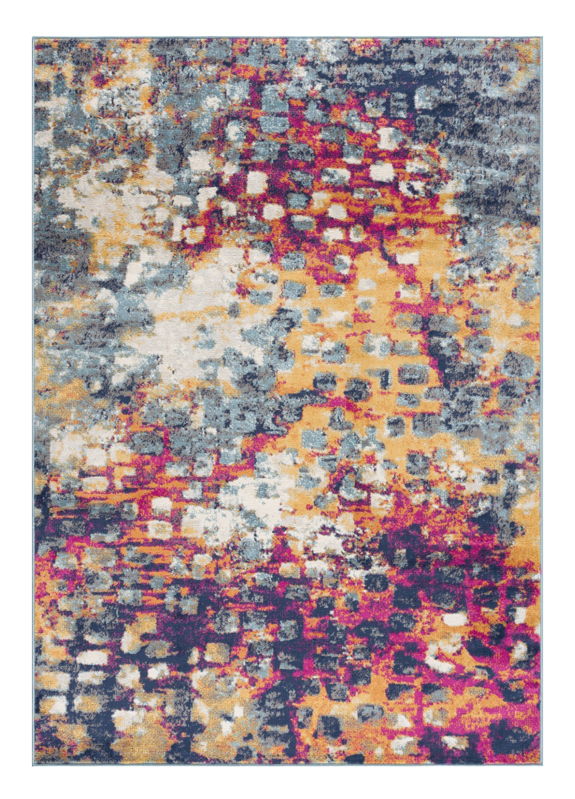 6" X 9" Blue and Ivory Abstract Area Rug