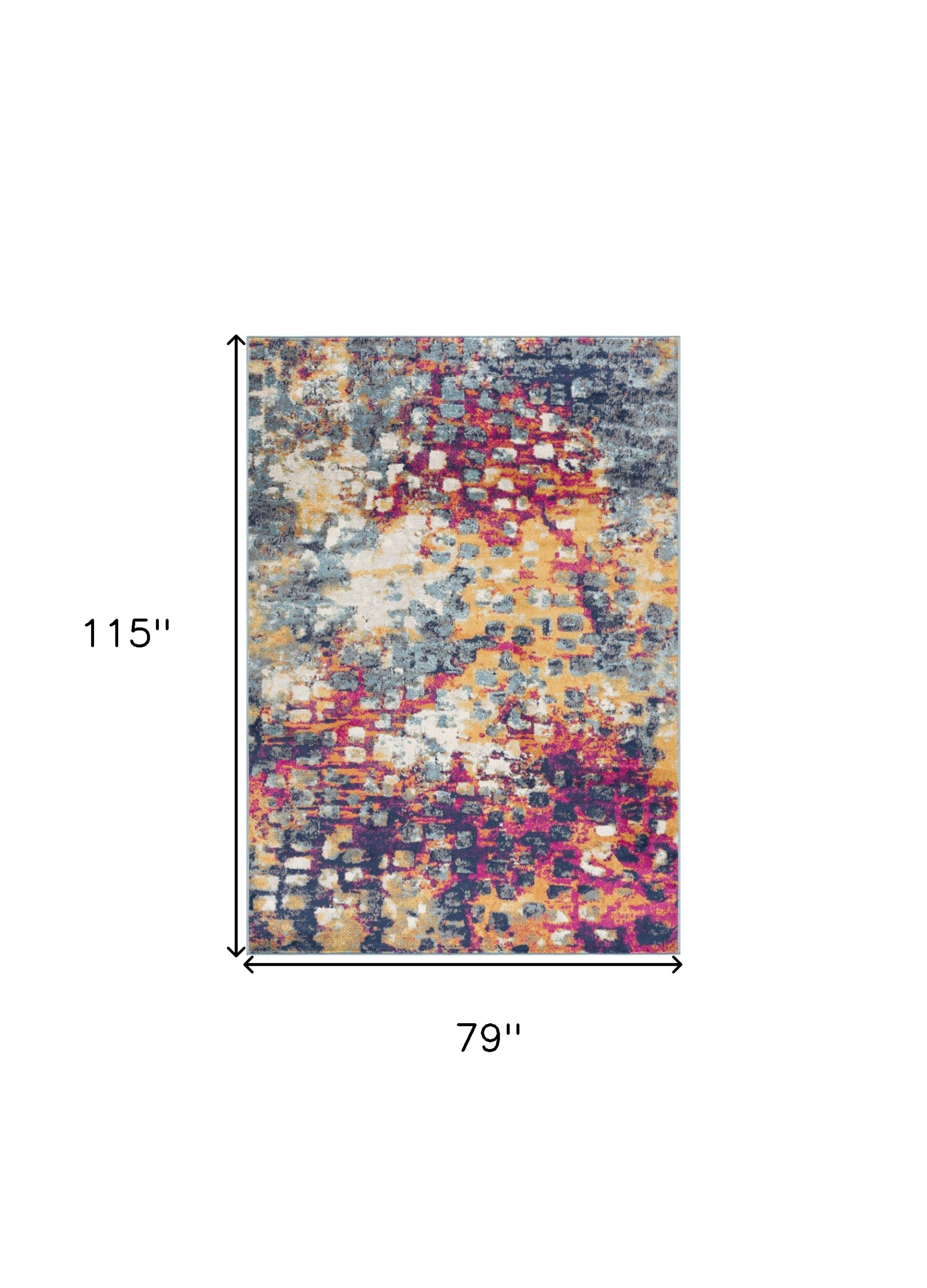 6" X 9" Blue and Ivory Abstract Area Rug