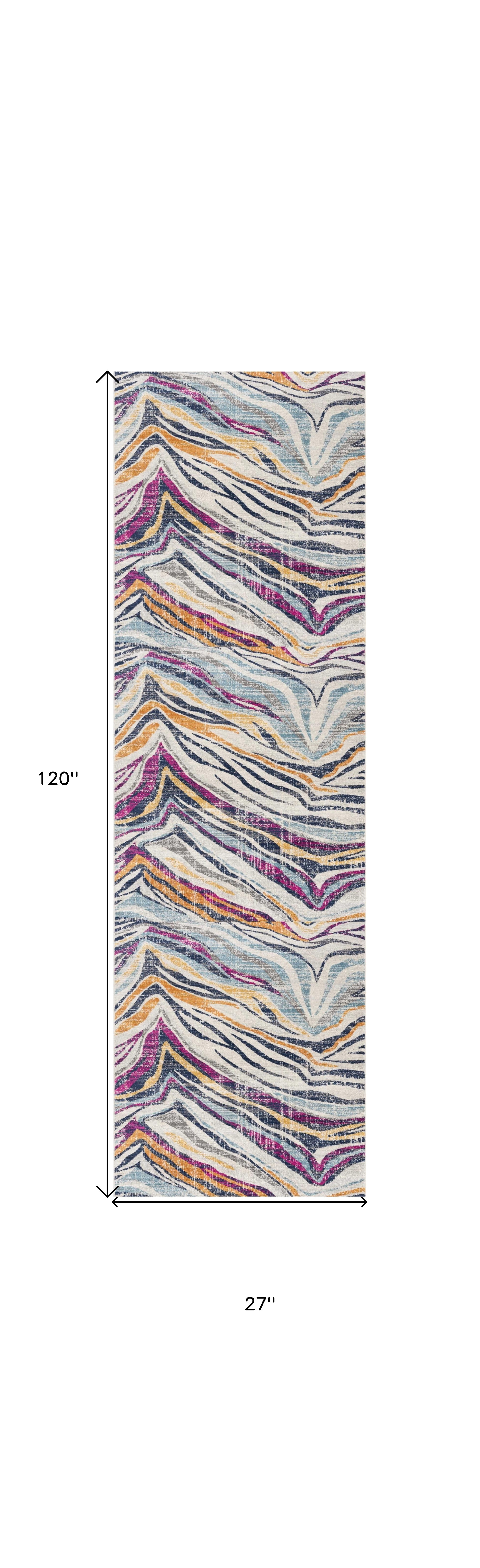 10" Runner Blue and Gold Abstract Runner Rug