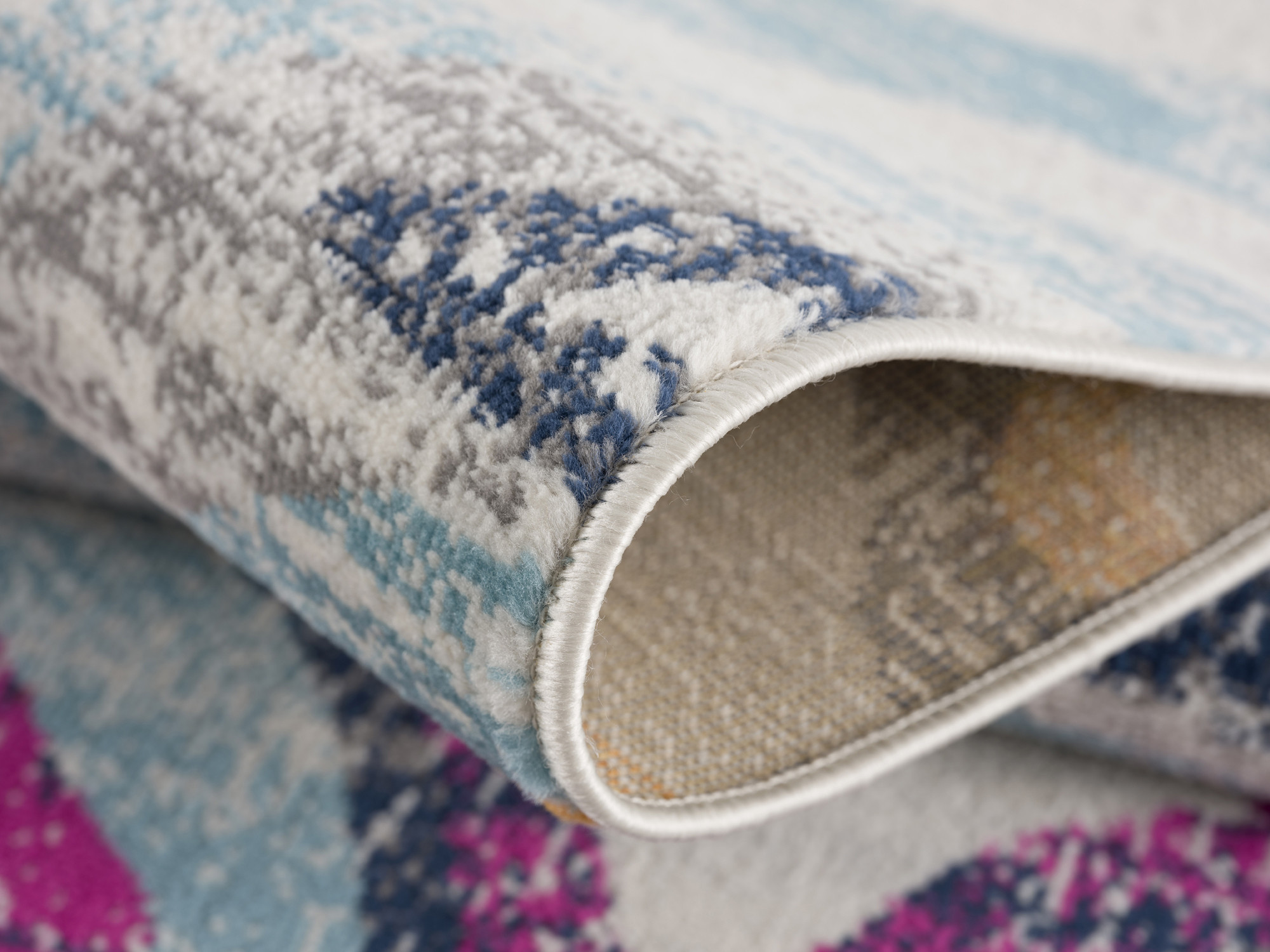 10" Runner Blue and Gold Abstract Runner Rug