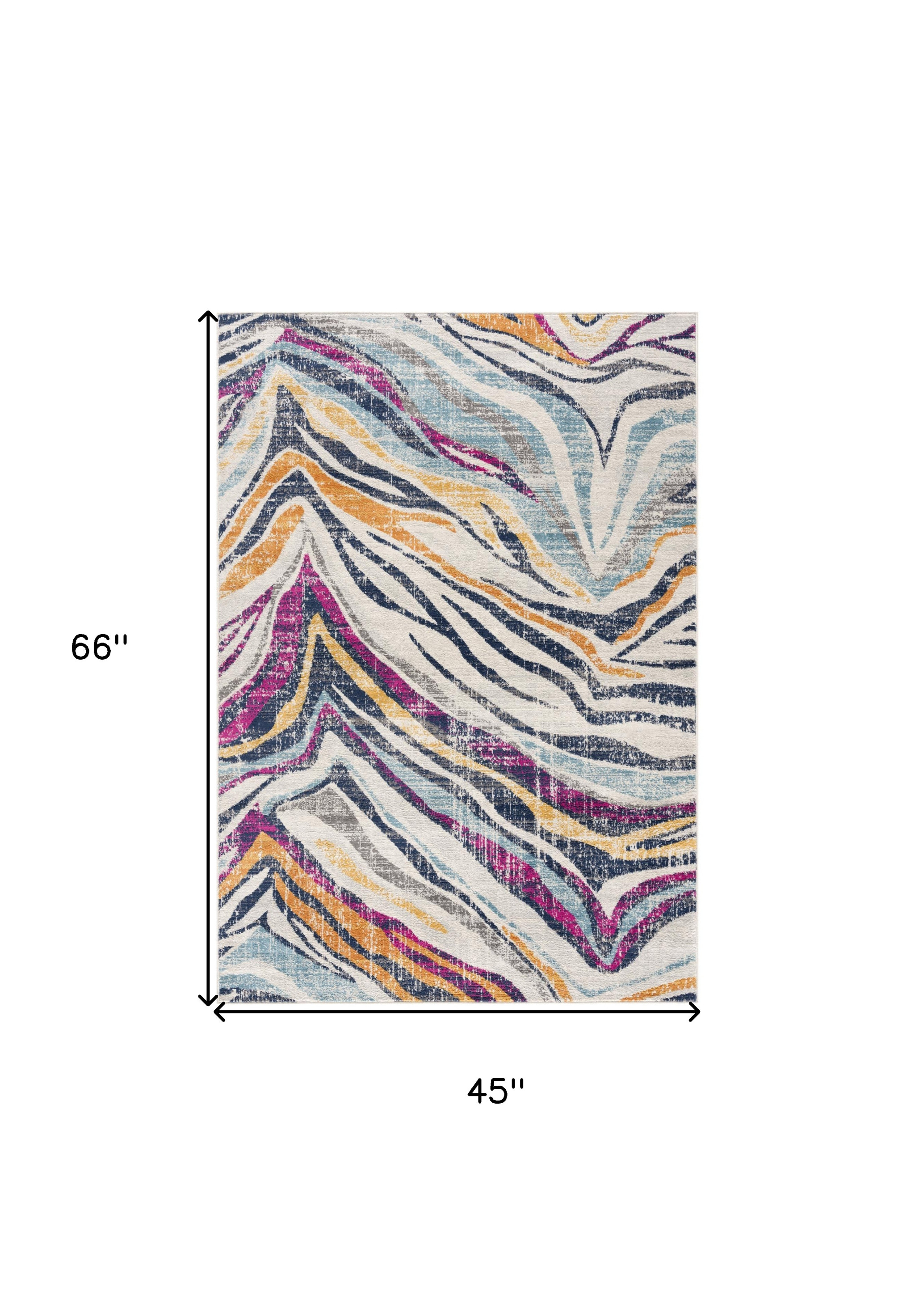 4" X 6" Blue and Gold Abstract Area Rug
