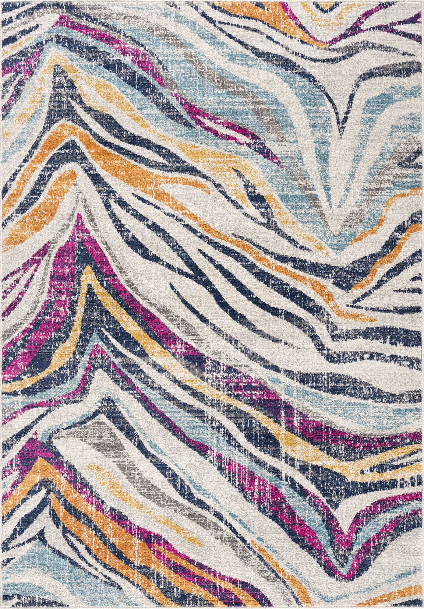 4" X 6" Blue and Gold Abstract Area Rug