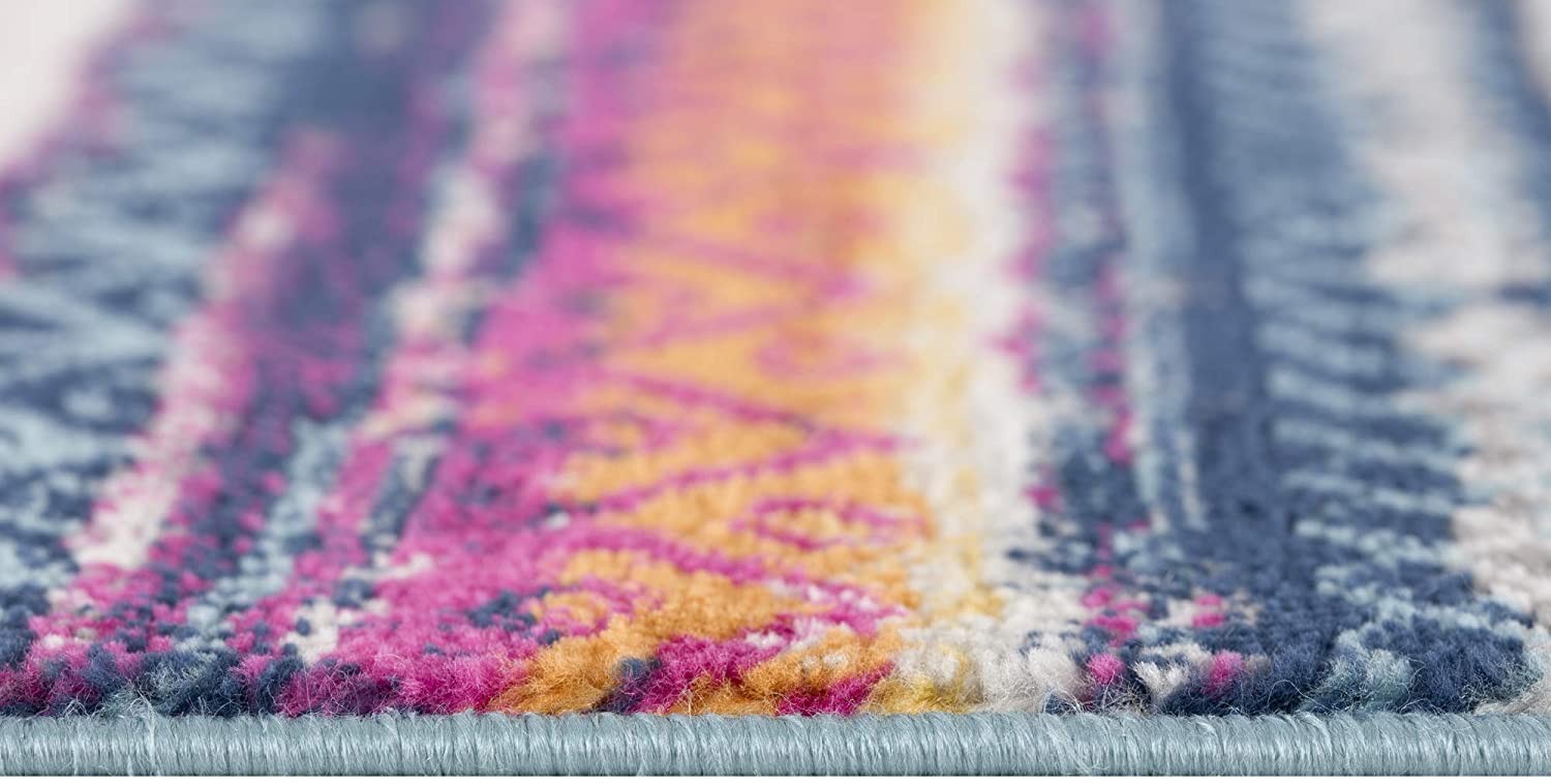 2" X 5" Multicolor Irregular Striped Area Rug
