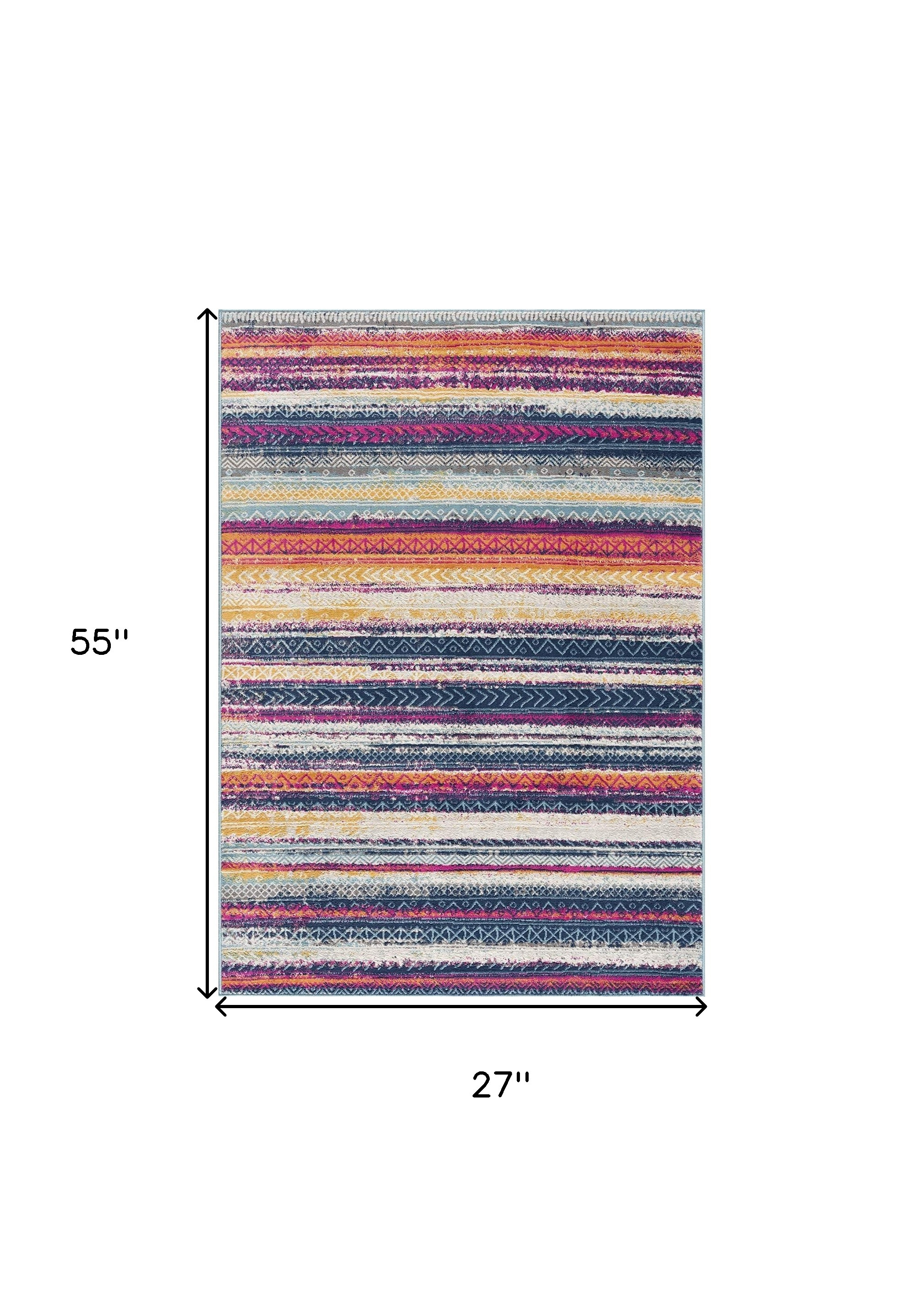 2" X 5" Multicolor Irregular Striped Area Rug