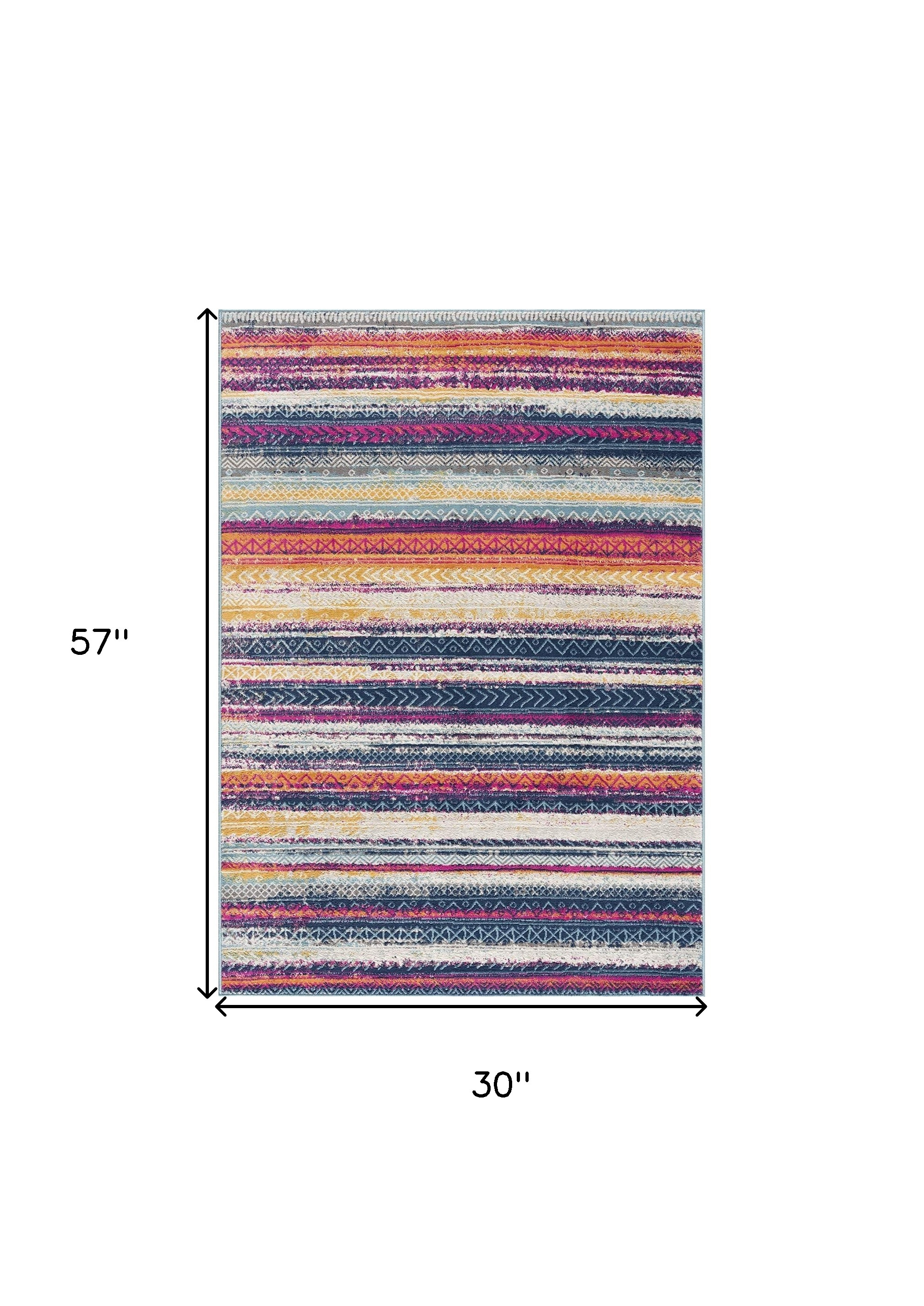 3" X 5" Multicolor Irregular Striped Area Rug