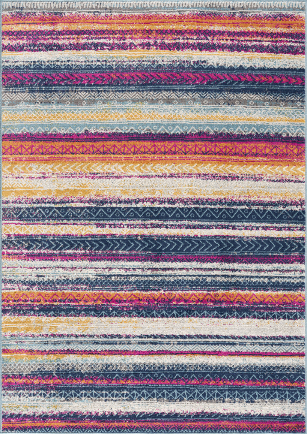 4" X 6" Multicolor Irregular Striped Area Rug