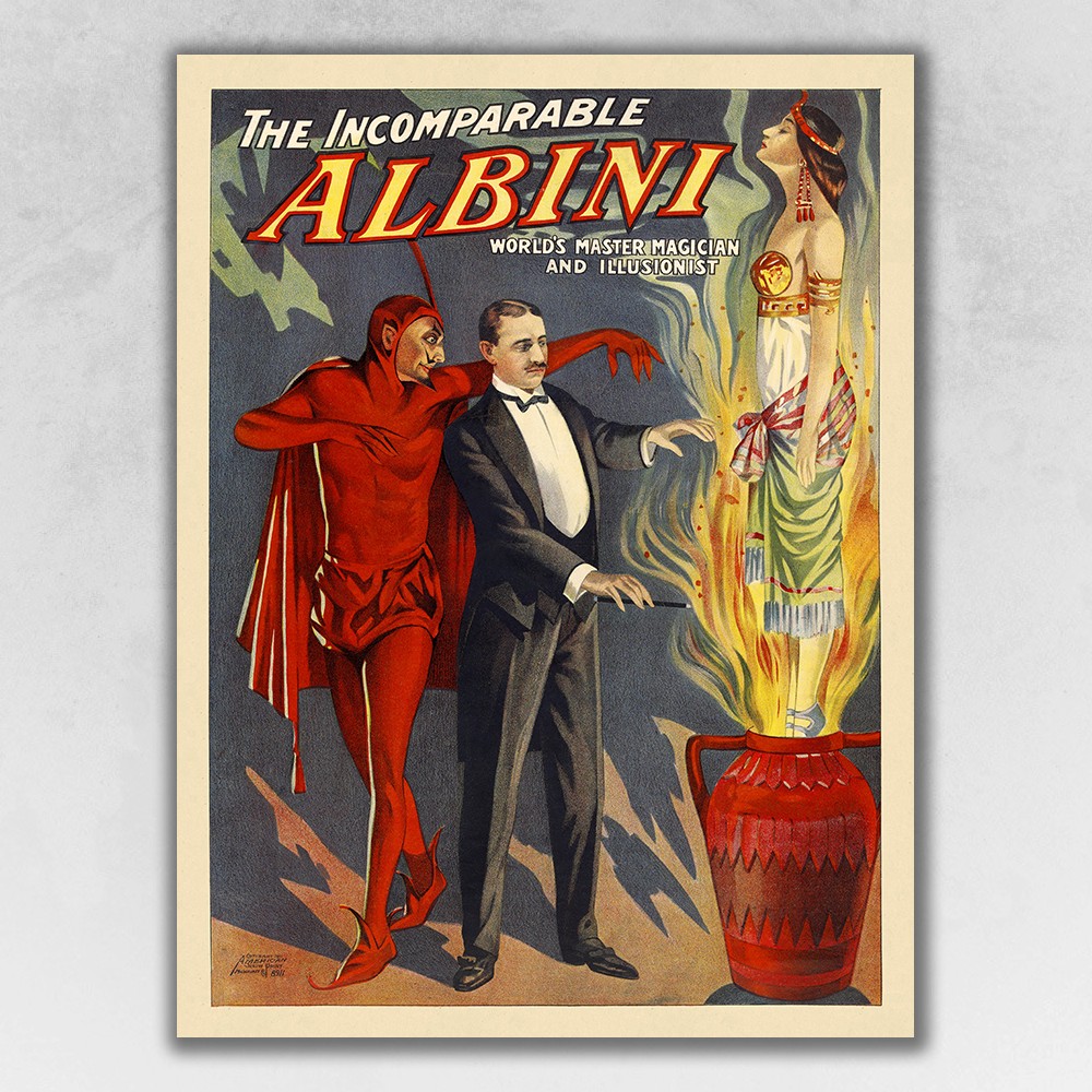 24" X 32" The Incomparable Albini Vintage Magic Poster Wall Art-393262-1