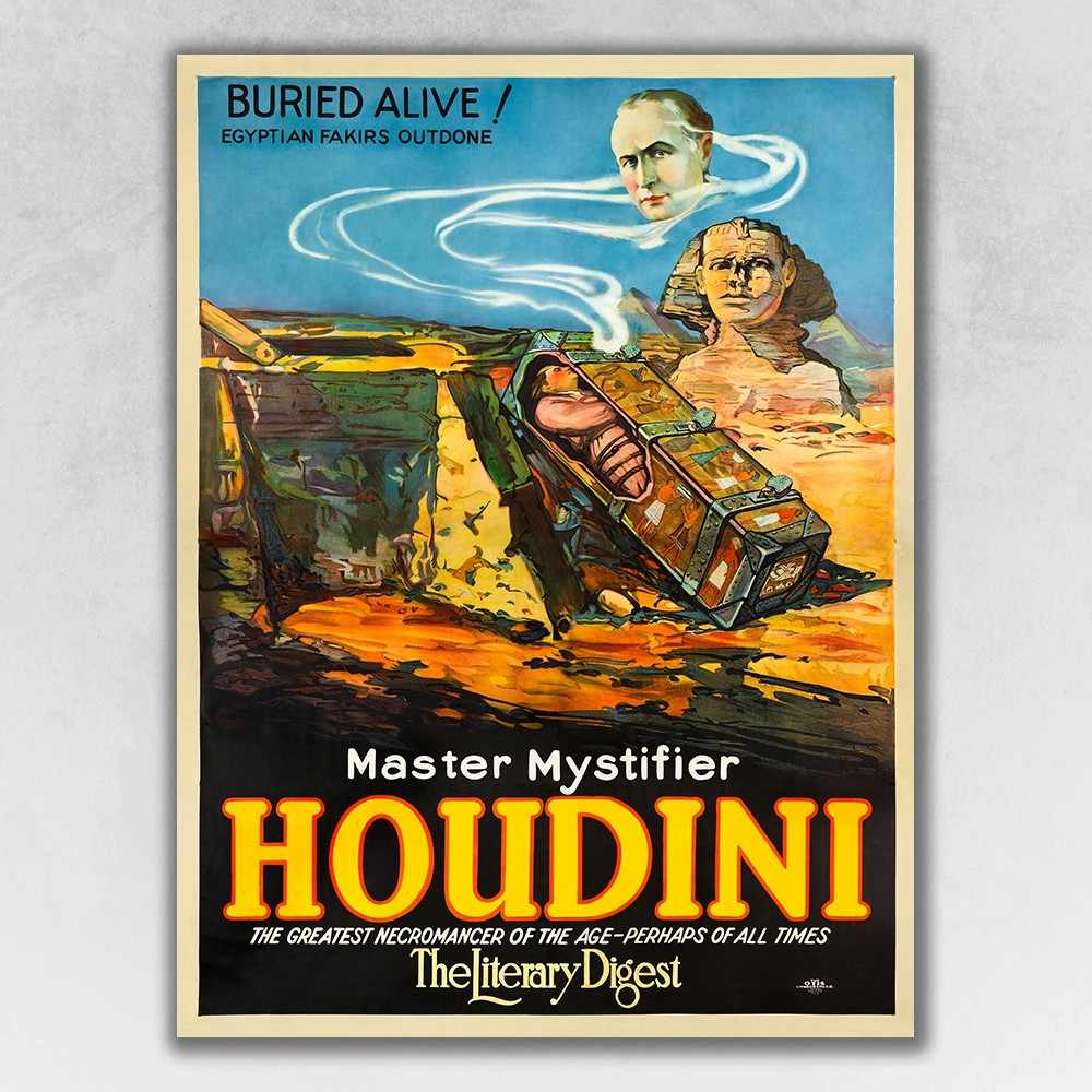 Master Mystifier Houdini Vintage Magic Unframed Print Wall Art-393350-1