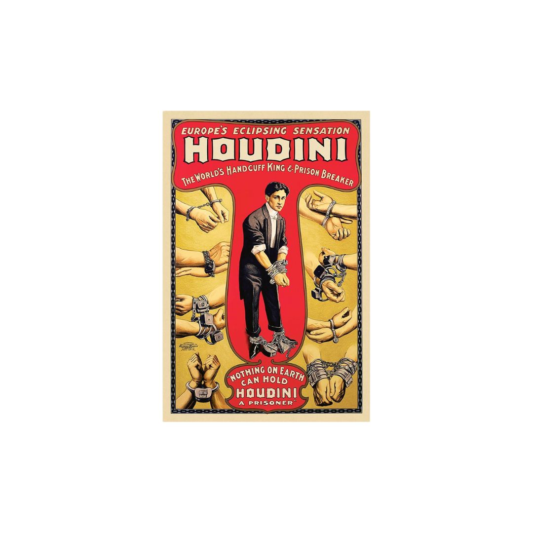 9" X 12" Houdini Handcuff King Vintage Magic Poster Wall Art-393360-1