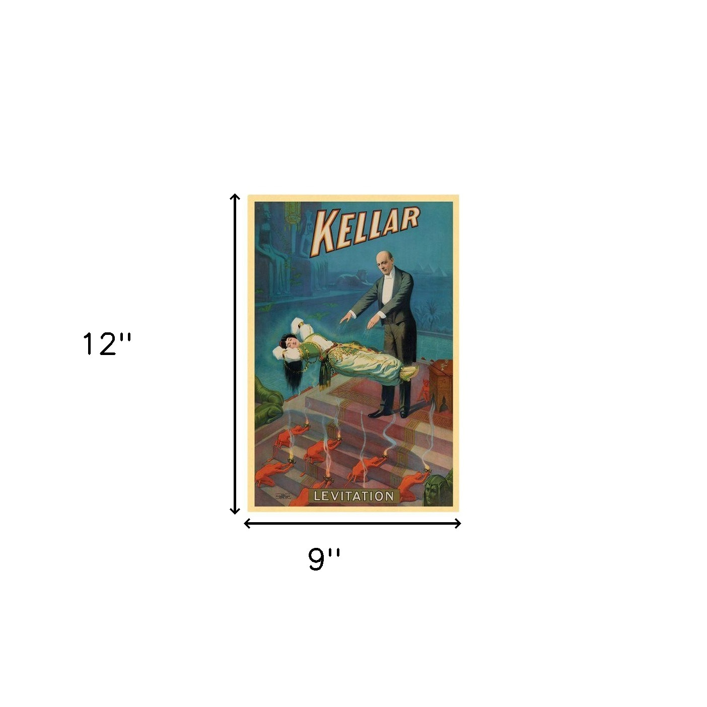 9" x 12" Kellar Levitation Vintage Magic Poster Wall Art