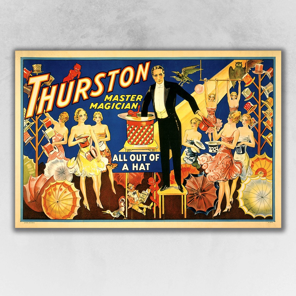 Thurston Out Of A Hat Vintage Magic Unframed Print Wall Art-393378-1